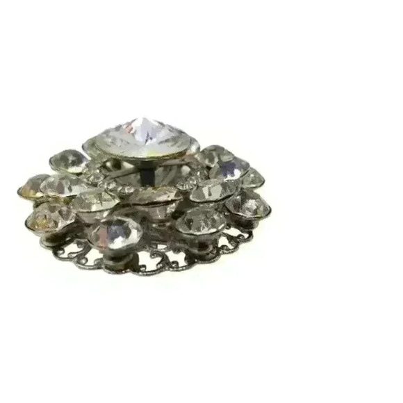 Vintage Brooch Inverted Rhinestone Layered 3D Pyramid Large - Picture 4 of 6